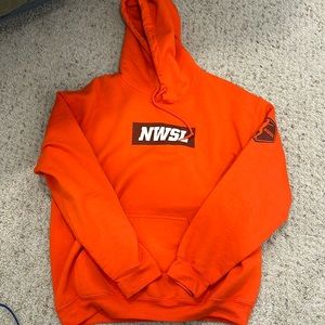 Gently worn NWSL hoodie, orange medium